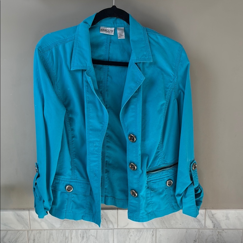 Chico's Blue Blazer Lightweight Tailored Fit